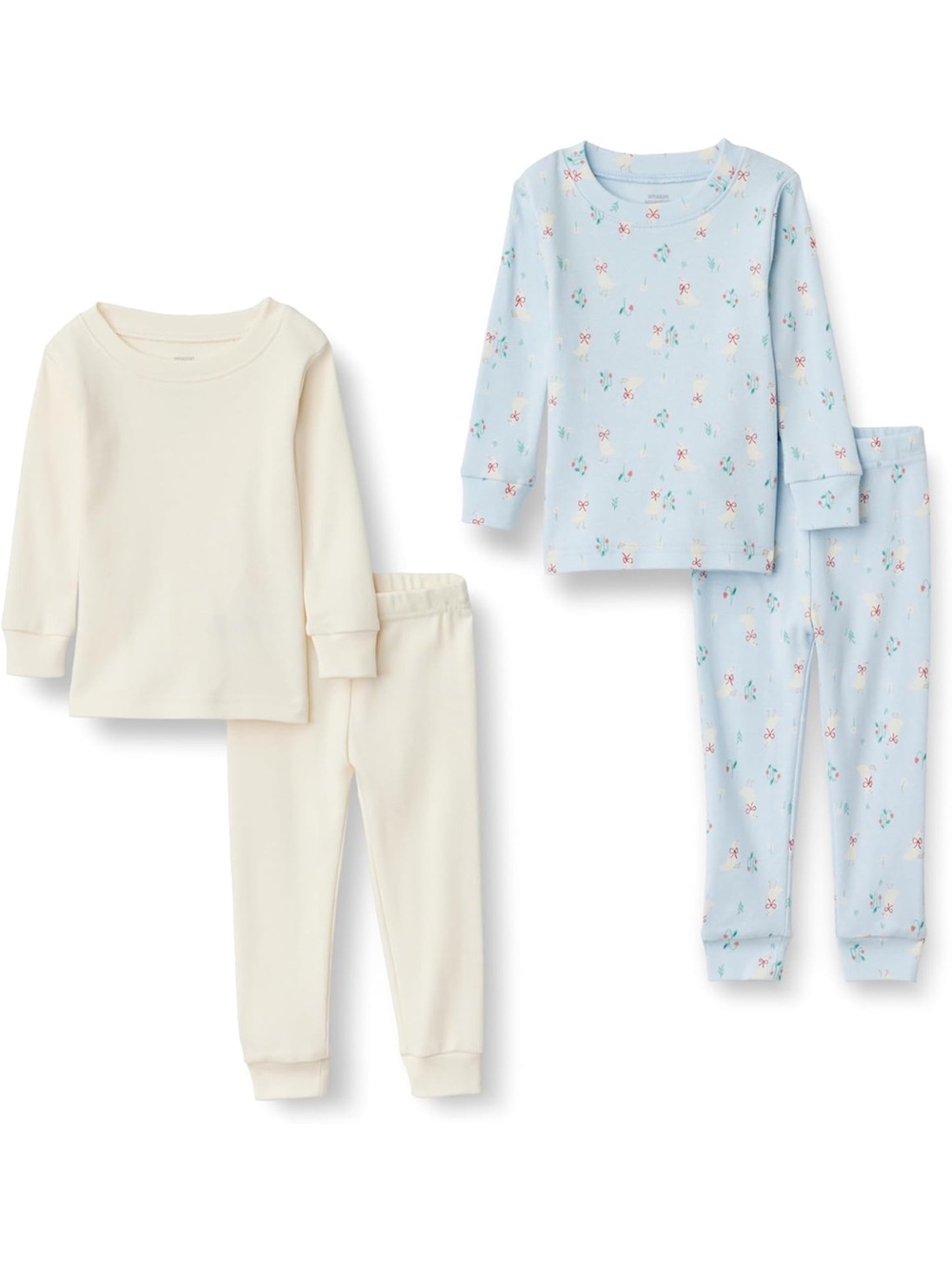 Amazon Essentials Girls Light Blue and White Pajama Three-Pack